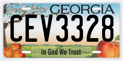 GA license plate CEV3328