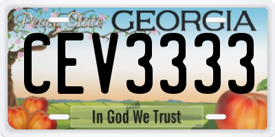 GA license plate CEV3333