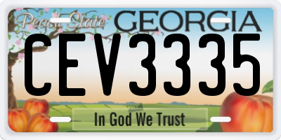 GA license plate CEV3335
