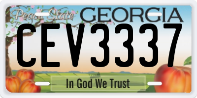 GA license plate CEV3337