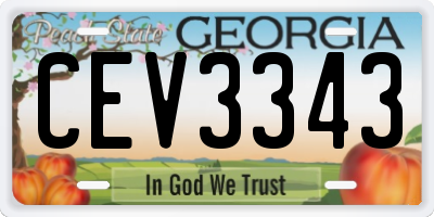 GA license plate CEV3343