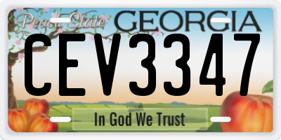 GA license plate CEV3347