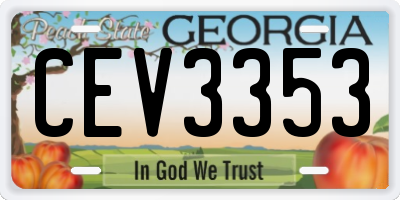 GA license plate CEV3353