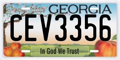 GA license plate CEV3356
