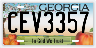 GA license plate CEV3357