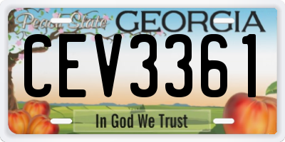 GA license plate CEV3361