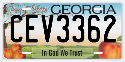 GA license plate CEV3362