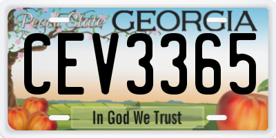 GA license plate CEV3365