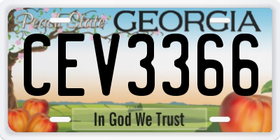 GA license plate CEV3366