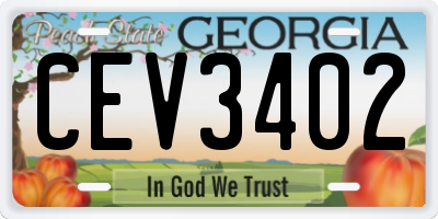 GA license plate CEV3402