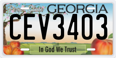 GA license plate CEV3403