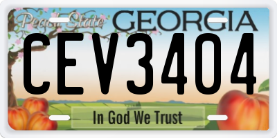 GA license plate CEV3404