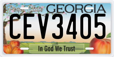 GA license plate CEV3405