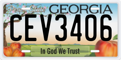 GA license plate CEV3406