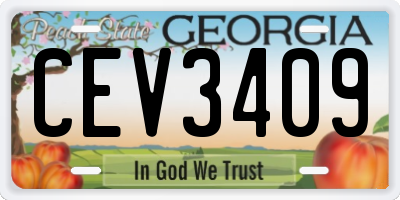 GA license plate CEV3409