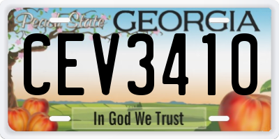 GA license plate CEV3410