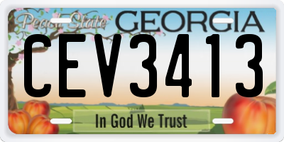 GA license plate CEV3413