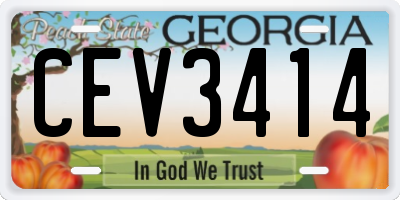 GA license plate CEV3414