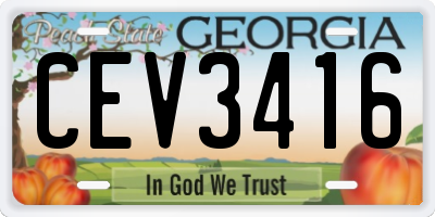GA license plate CEV3416