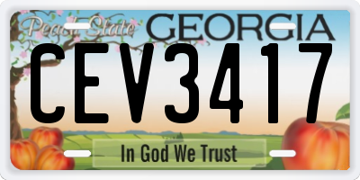GA license plate CEV3417