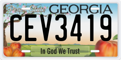 GA license plate CEV3419