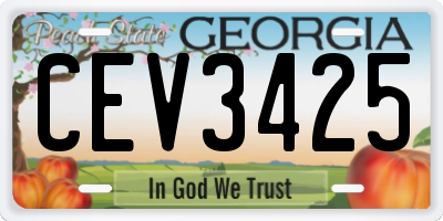 GA license plate CEV3425