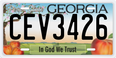 GA license plate CEV3426