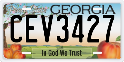 GA license plate CEV3427