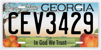 GA license plate CEV3429