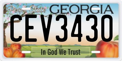 GA license plate CEV3430