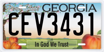 GA license plate CEV3431