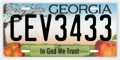 GA license plate CEV3433