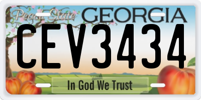 GA license plate CEV3434