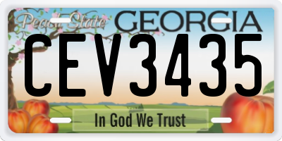GA license plate CEV3435