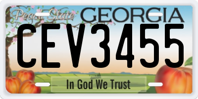 GA license plate CEV3455