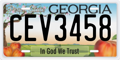 GA license plate CEV3458