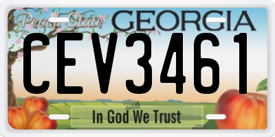 GA license plate CEV3461