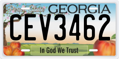 GA license plate CEV3462