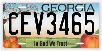 GA license plate CEV3465