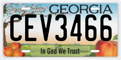 GA license plate CEV3466