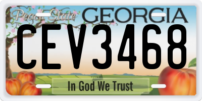 GA license plate CEV3468