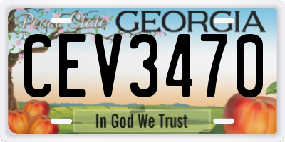 GA license plate CEV3470