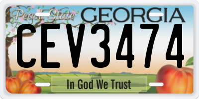 GA license plate CEV3474