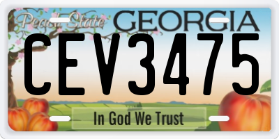 GA license plate CEV3475