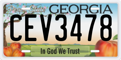 GA license plate CEV3478