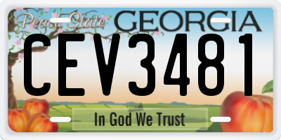 GA license plate CEV3481