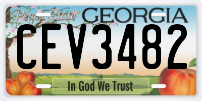 GA license plate CEV3482
