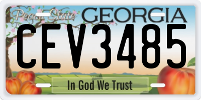 GA license plate CEV3485