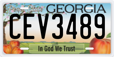 GA license plate CEV3489