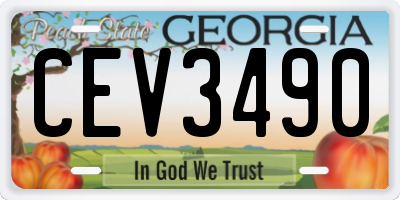 GA license plate CEV3490